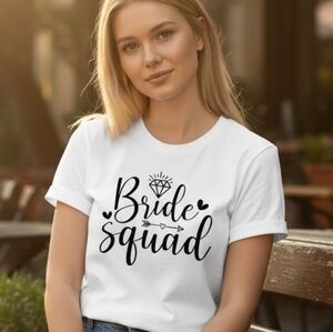 Gildan White Short Sleeve Tee with Black "Bride Squad" Script